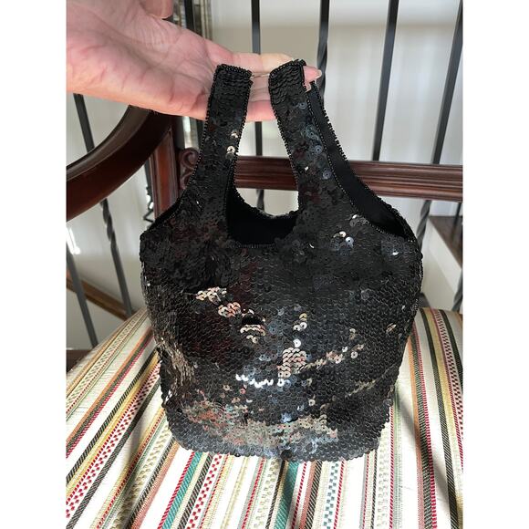 Adorable Black Sequined Mini Hobo Bag - Picture 6 of 7